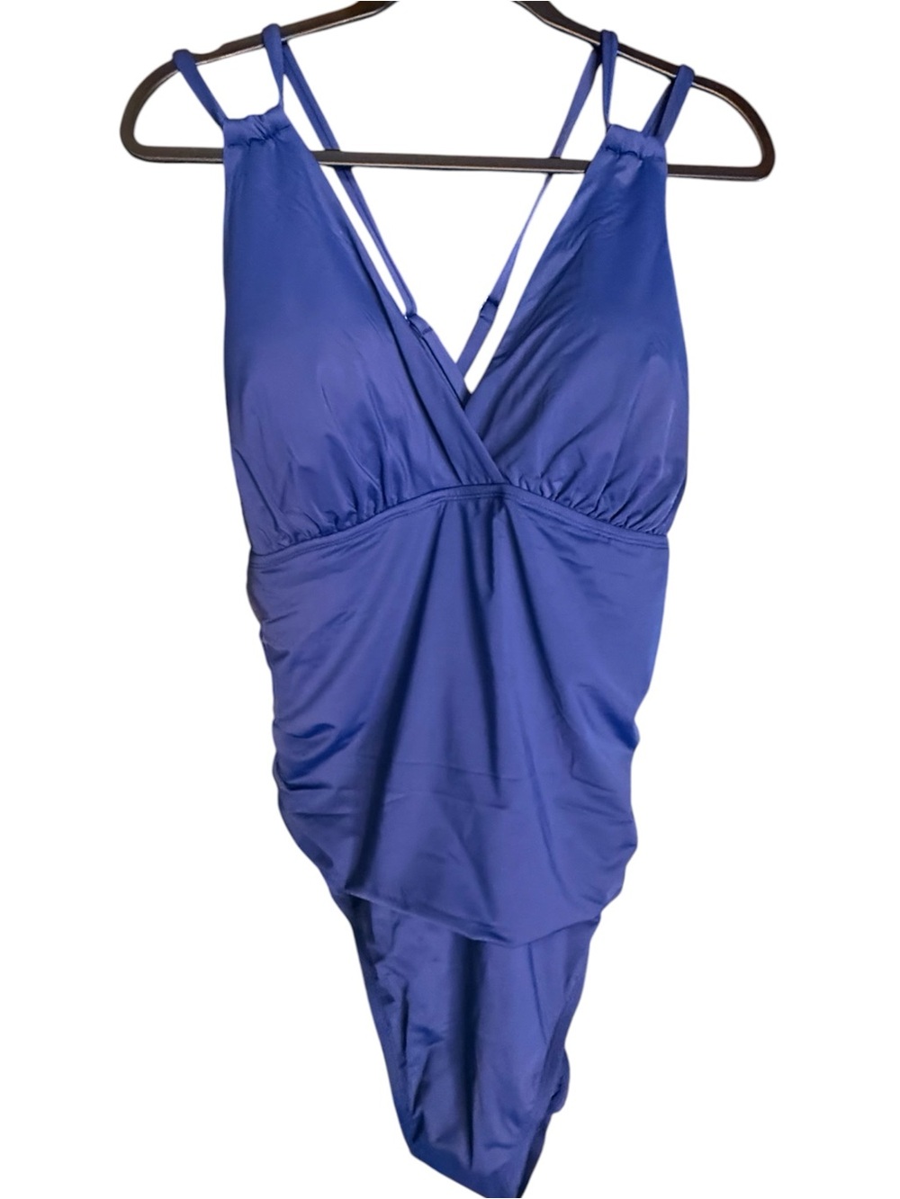 Jantzen Pantheon Blue Tummy Control One Piece Swimsuit Criss Cross Back